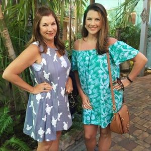 ASOS Palm Print Off-The-Shoulder Dress